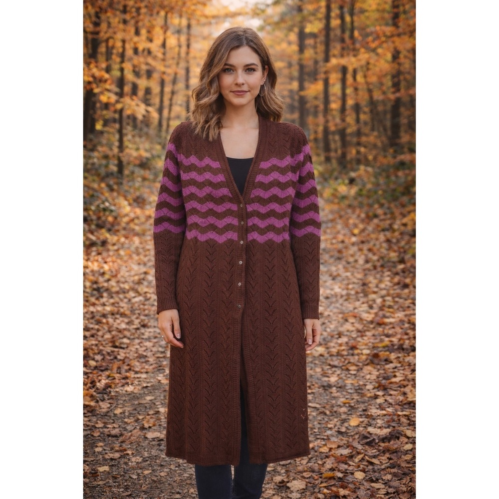 Long Knit Cardigan Womens Size Medium Boho Fairy Festival Bohemian